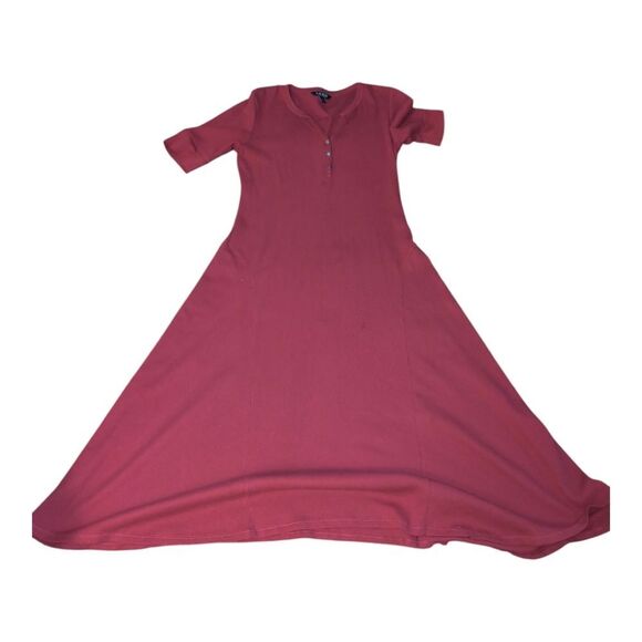 Ralph Lauren Burgundy Waffle-Knit Cotton Henley Dress Large - Picture 12 of 13